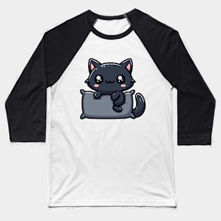 CUTE BLACK CAT PILLOW Baseball T-Shirt